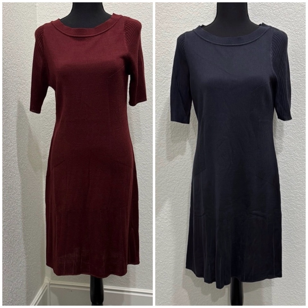 2 ‼️ Knit & Love ~ 2 knit sweater midi dresses Duo in Burgundy and Navy